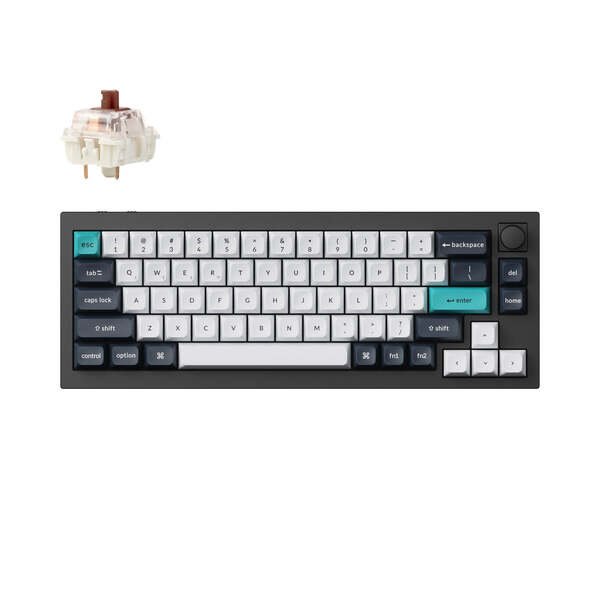 Keychron Q2 MAX 65% Knob QMK/VIA Gateron Jupiter Brown -langaton näppäimistö, Musta