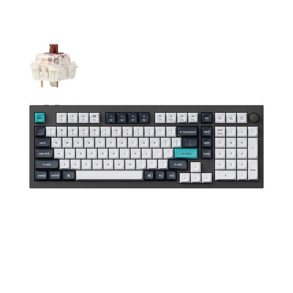 Keychron Q5 MAX 96% Knob QMK/VIA Gateron Jupiter Brown -langaton näppäimistö, Musta