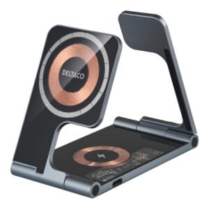 Deltaco 3-in-1 - langaton laturi, läpinäkyvä