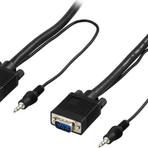 Deltaco VGA + 3.5mm -kaapeli, 10 m, Musta