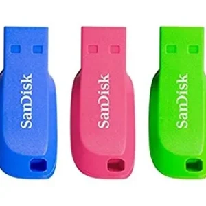 SanDisk 16 Gt Cruzer Blade USB 2.0 -muistitikku, Sininen, Vihreä, Vaaleanpunainen