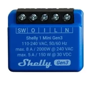 Shelly Plus 1 Mini (Gen3) -relekytkin Wi-Fi-verkkoon