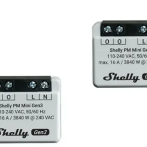 Shelly PM Mini Gen3 -relekytkin Wi-Fi-verkkoon, 2-pack