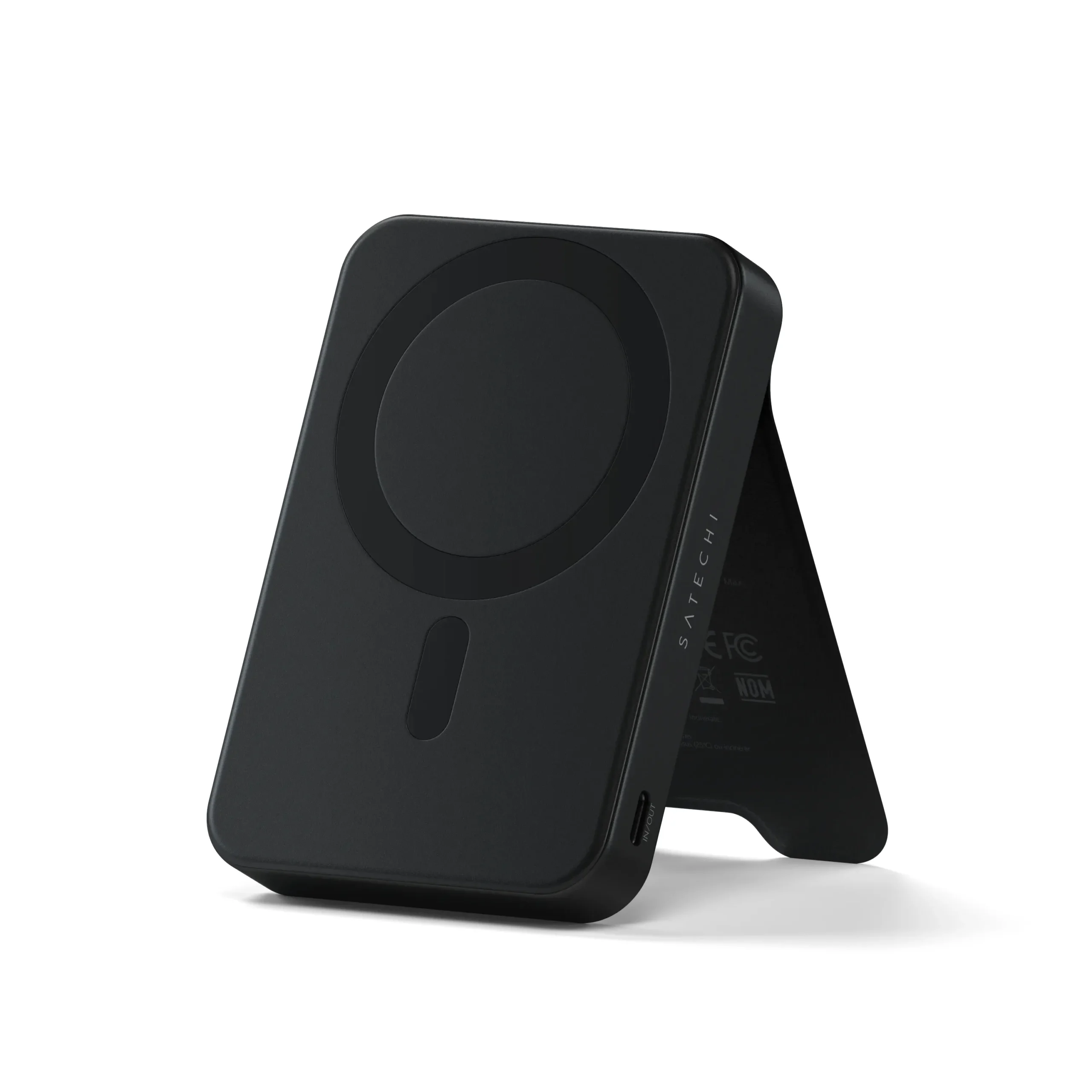 Satechi Qi2 10K magneettinen Power Bank jalustalla - musta