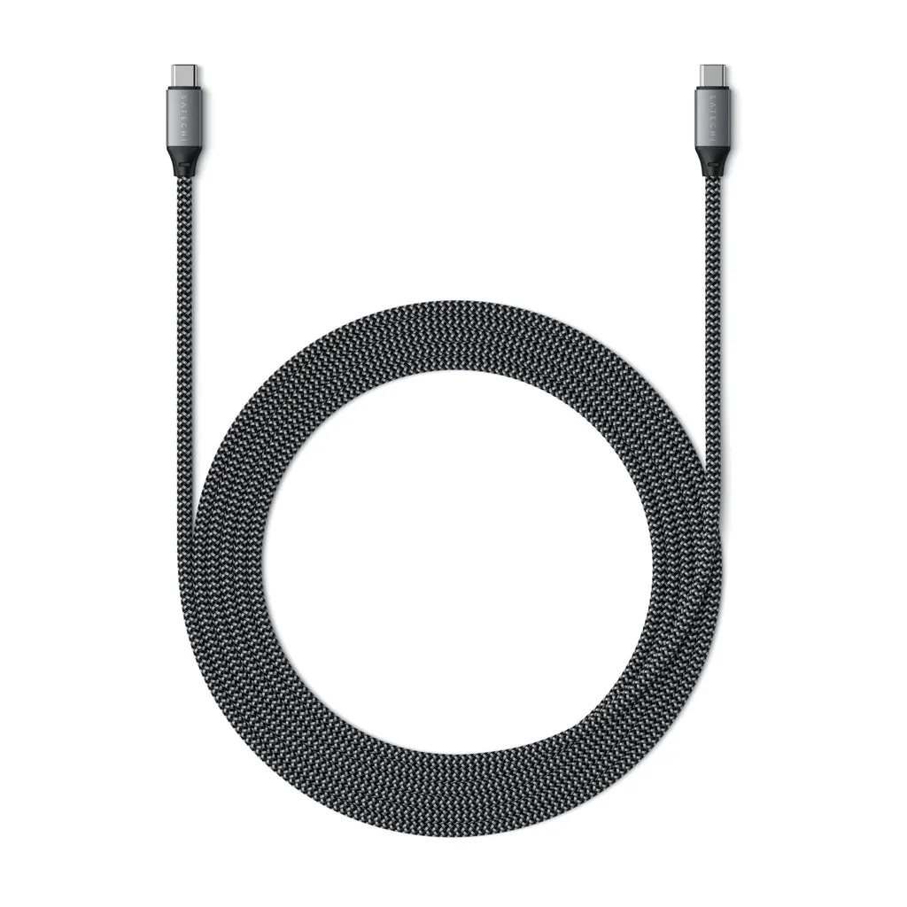 Satechi USB-C - USB-C 100W -kaapeli, Hopea/Musta, 2m