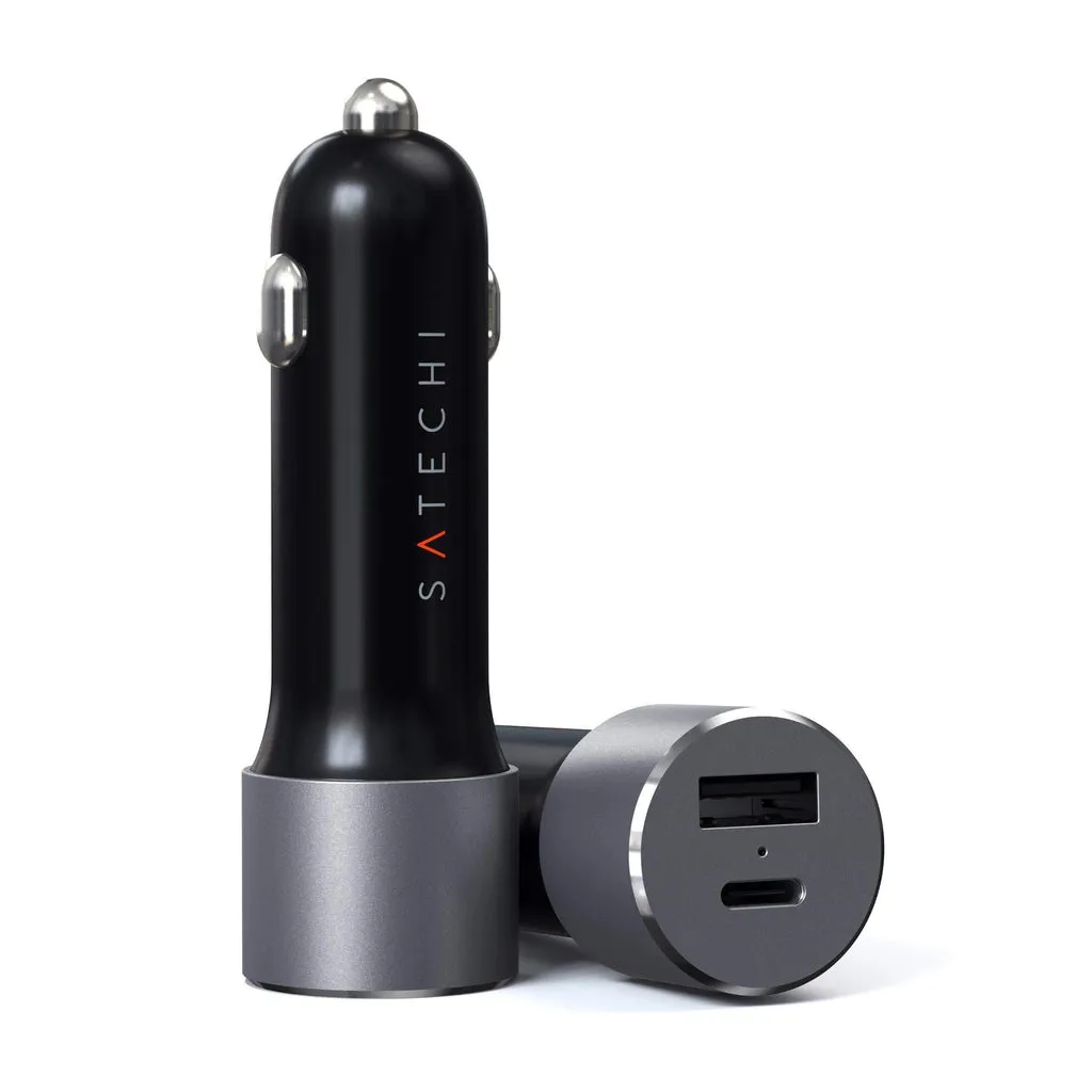 Satechi autolaturi PD 1xUSB-C ja 1xUSB-A yhteensä 72 wattia, musta