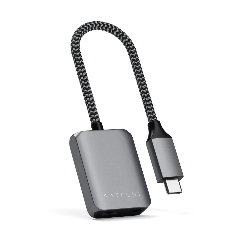 Satechi USB-C – 3.5mm/USB-C -adapteri, Harmaa