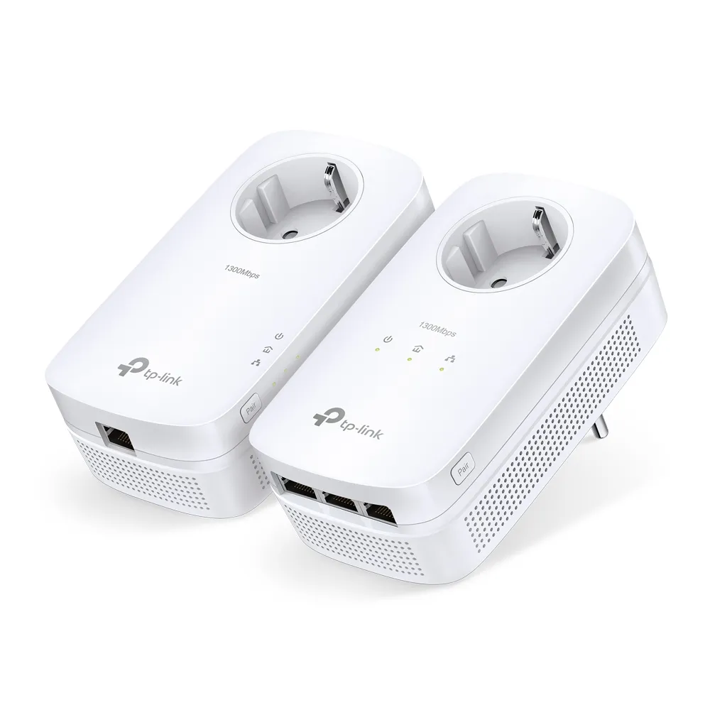 TP-Link AV1300 Passthrough Powerline KIT, Qualcomm, 3 Gigabit Ports, 1300Mbps