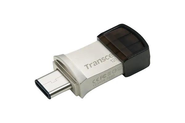 Transcend JetFlash 890 Muistitikku, 128GB, Hopea (USB Type-C & USB 3.1)