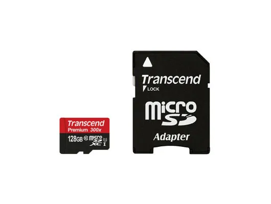 Transcend Premium 128 Gt MicroSDHC -muistikortti + SD-adapteri