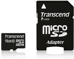 Transcend Premium 16 Gt MicroSDHC -muistikortti + SD-adapteri