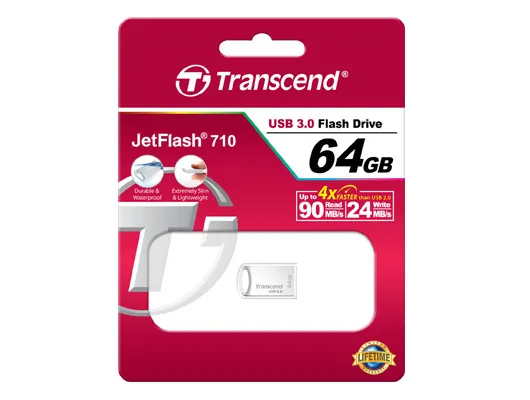 Transcend 64 Gt JetFlash 710 USB 3.0 -muistitikku, Hopea