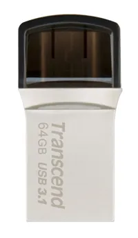 Transcend JetFlash 890 Muistitikku, 64GB, Hopea (USB Type-C & USB 3.1)