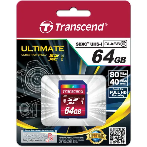 Transcend 64GB UHS-1 U1 600x Class10 UHS-1 - SDXC