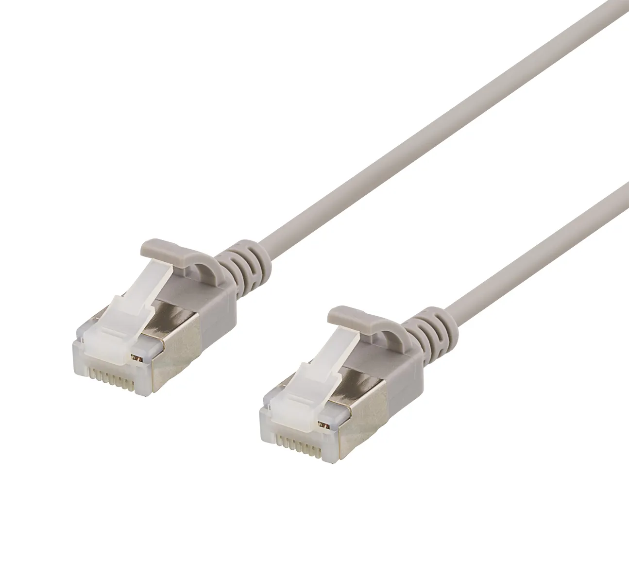Deltaco Cat6a U/FTP -verkkokaapeli, 0,5m, Slim, Harmaa