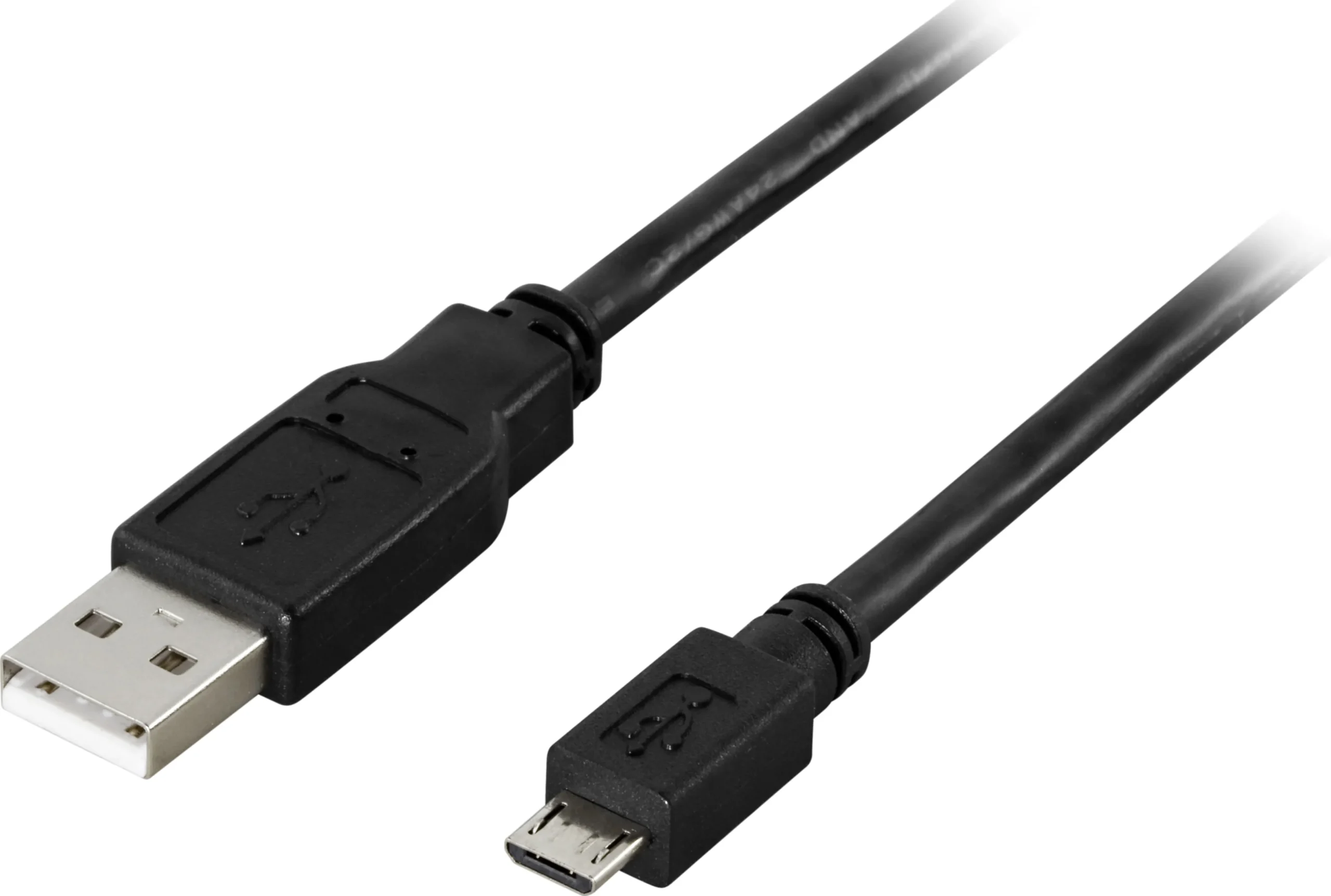 Deltaco USB-A - Micro-USB B -kaapeli, 0,25 m, Musta