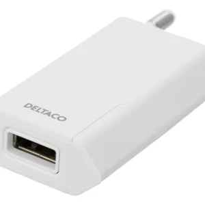 DELTACO USB wall charger, 1x USB-A, 1 A, 5 W, retail, white