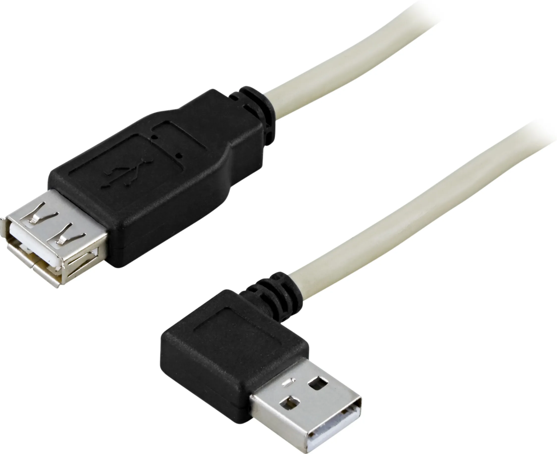 Deltaco USB-A -jatkokaapeli, 0,2 m, Harmaa/Musta