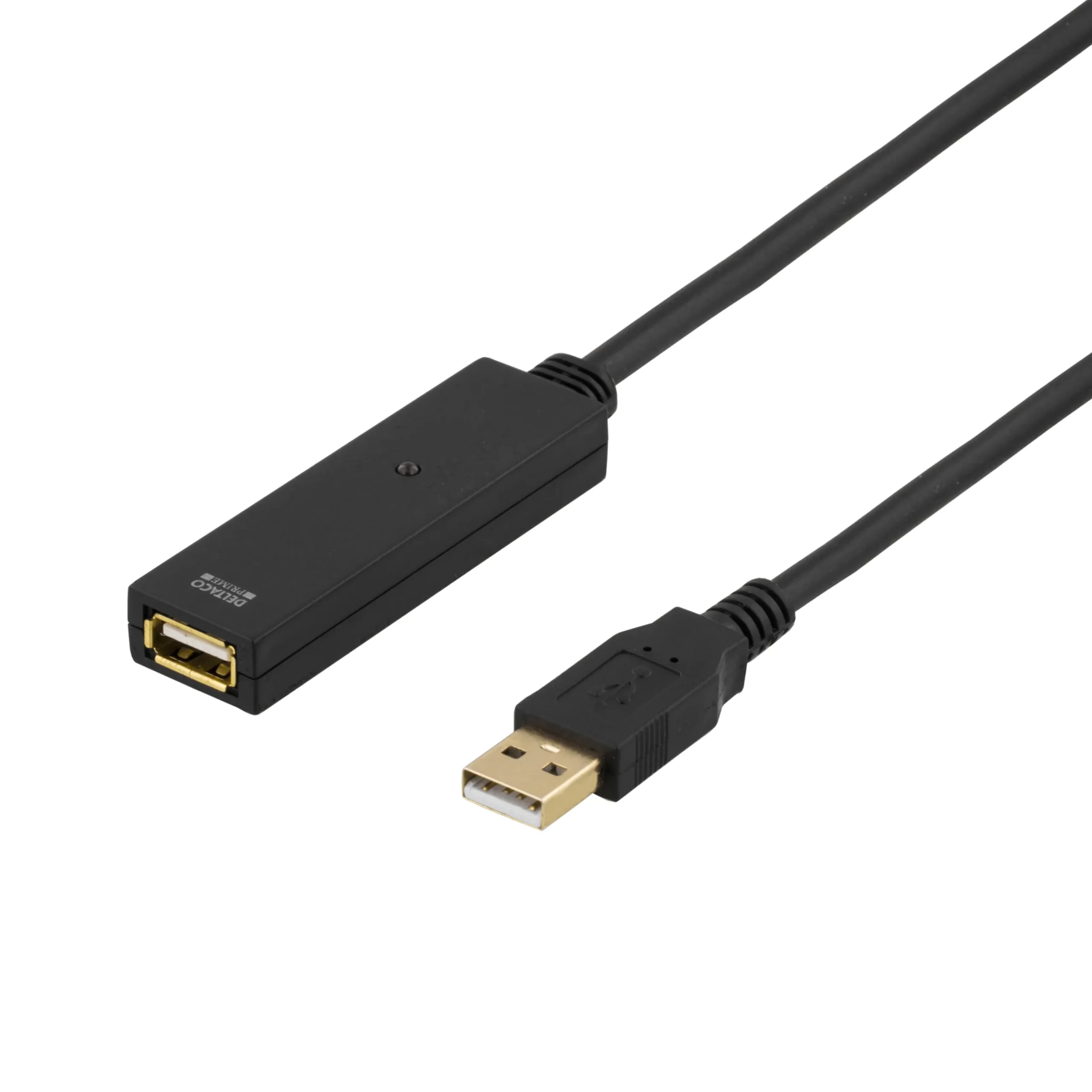 Deltaco Prime Active USB-A 2.0 -jatkokaapeli, 3 m, Musta