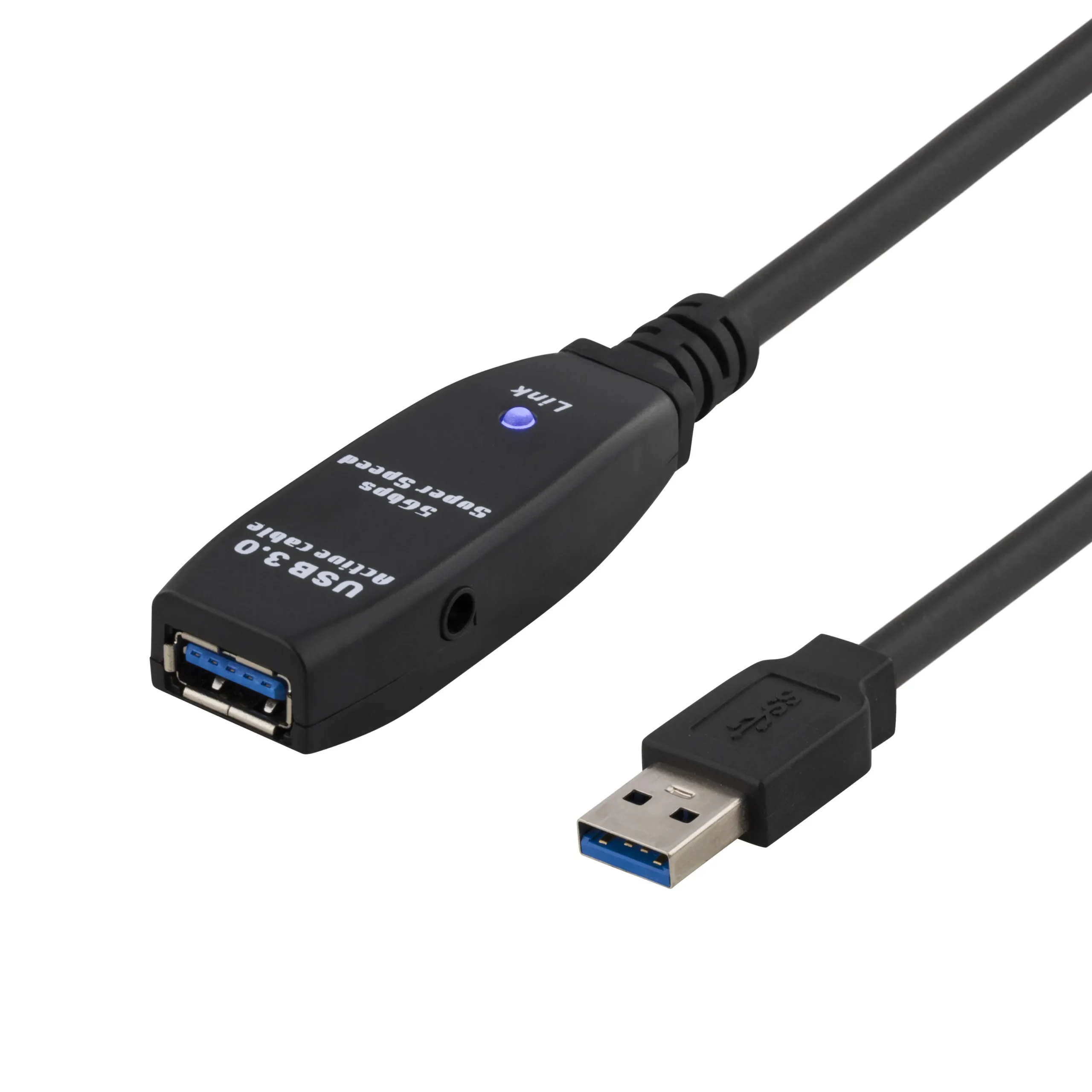 Deltaco Active USB-A 3.0 -jatkokaapeli, 5 m, Musta