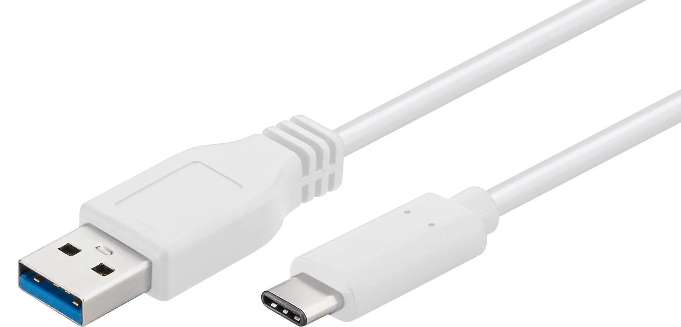 MicroConnect USB-A – USB-C 3.1 Gen 1 -kaapeli, 2 m, Valkoinen