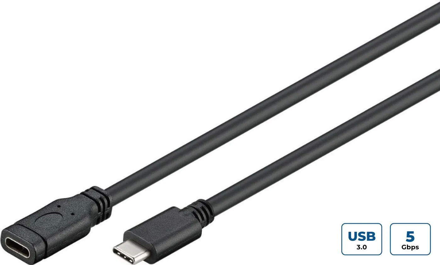 MicroConnect USB-C – USB-C 3.1 Gen 1 -kaapeli, 1 m, Musta/Hopea