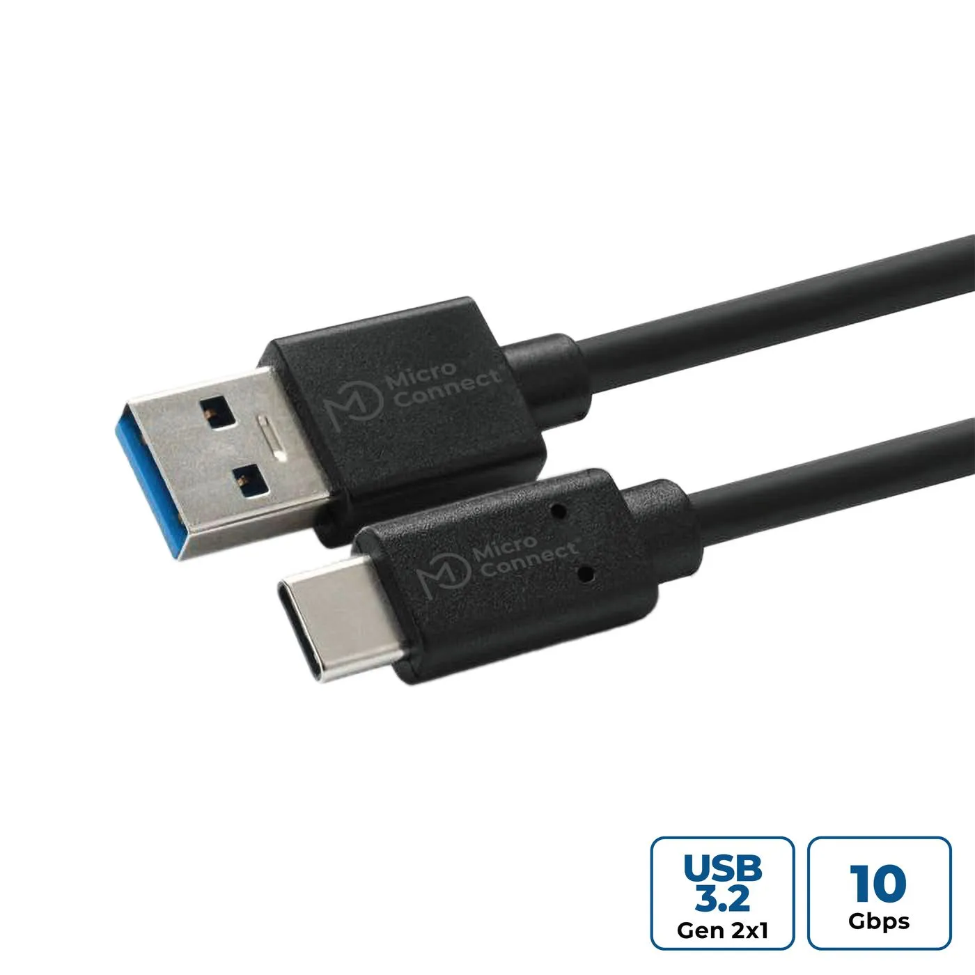 MicroConnect USB-A – USB-C 3.2 Gen 1 -kaapeli, 0,5 m, Musta