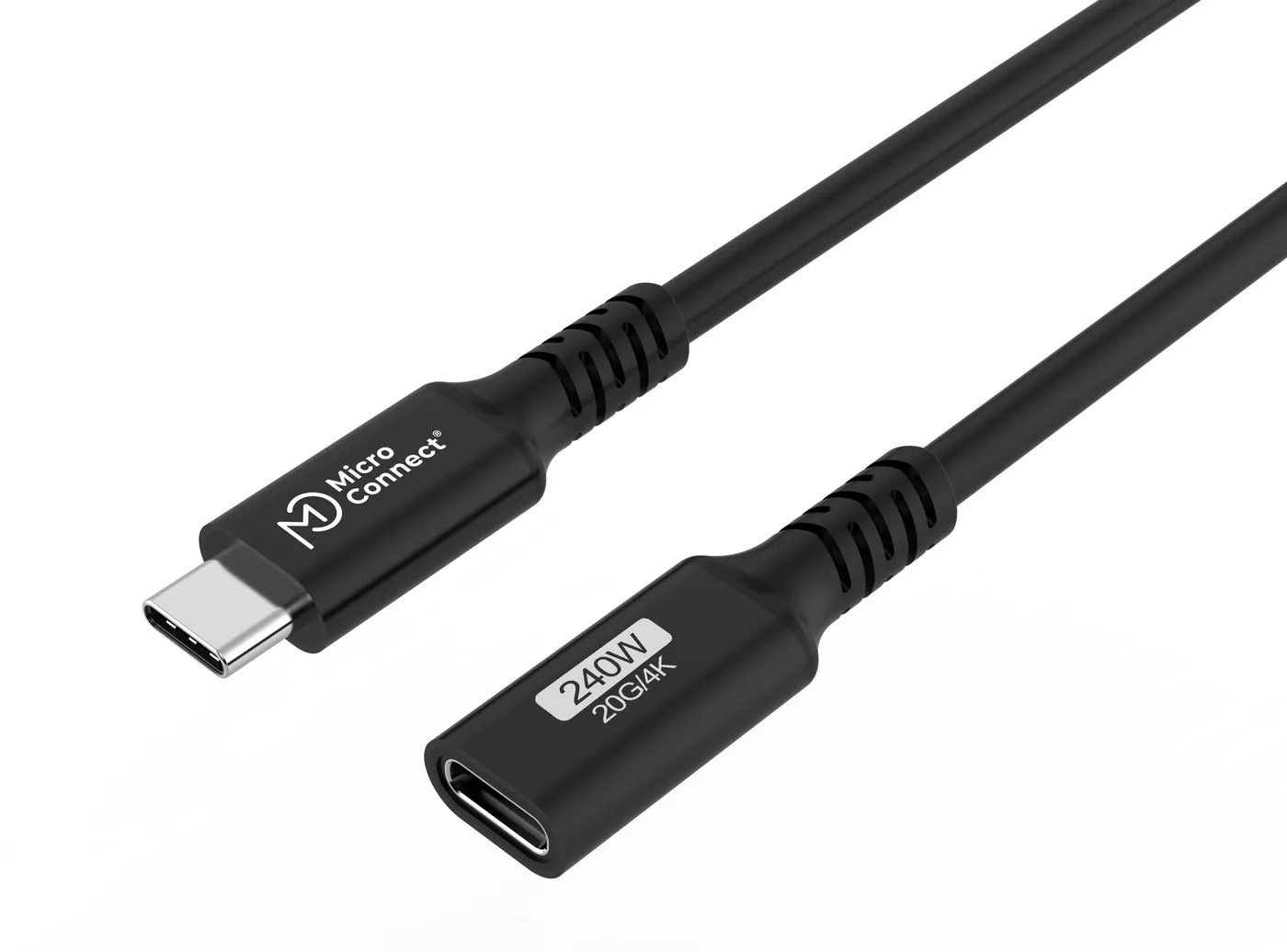 MicroConnect Premium USB-C -jatkokaapeli, 1 m, Musta/Harmaa