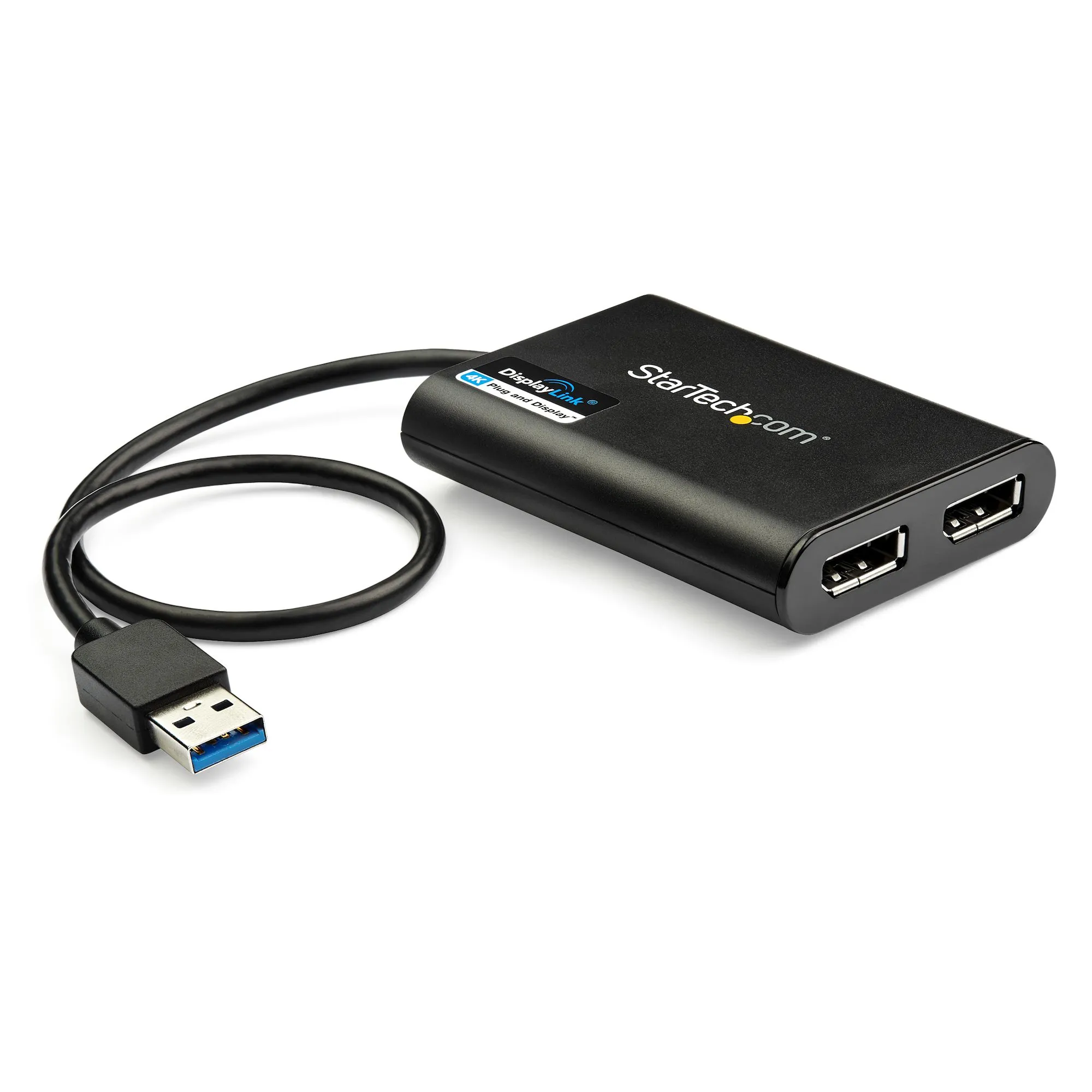 StarTech USB 3.0 to Dual DisplayPort Adapter, 4K 60Hz -adapteri, Musta
