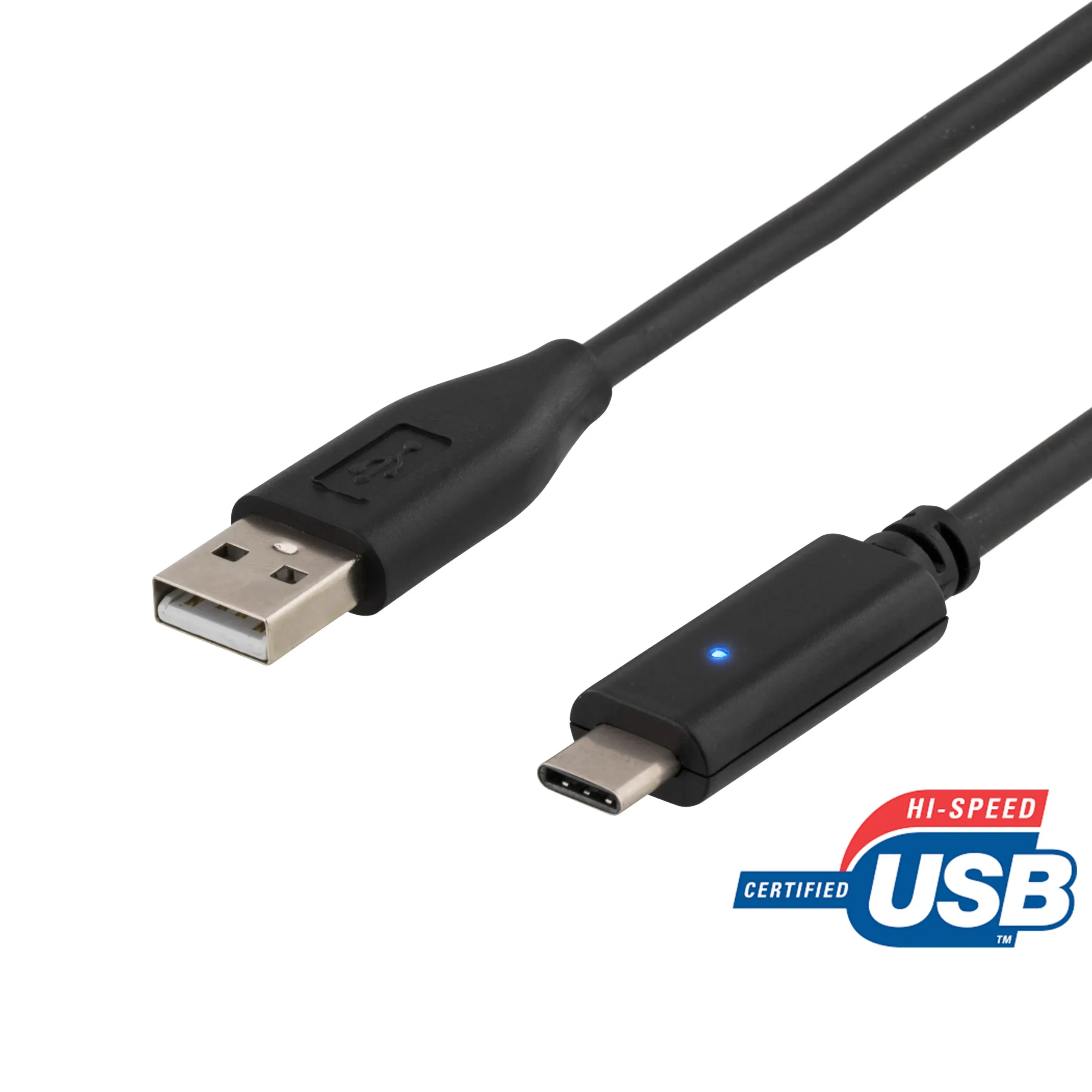 Deltaco USB-A – USB-C 2.0 -kaapeli, 1 m, Musta