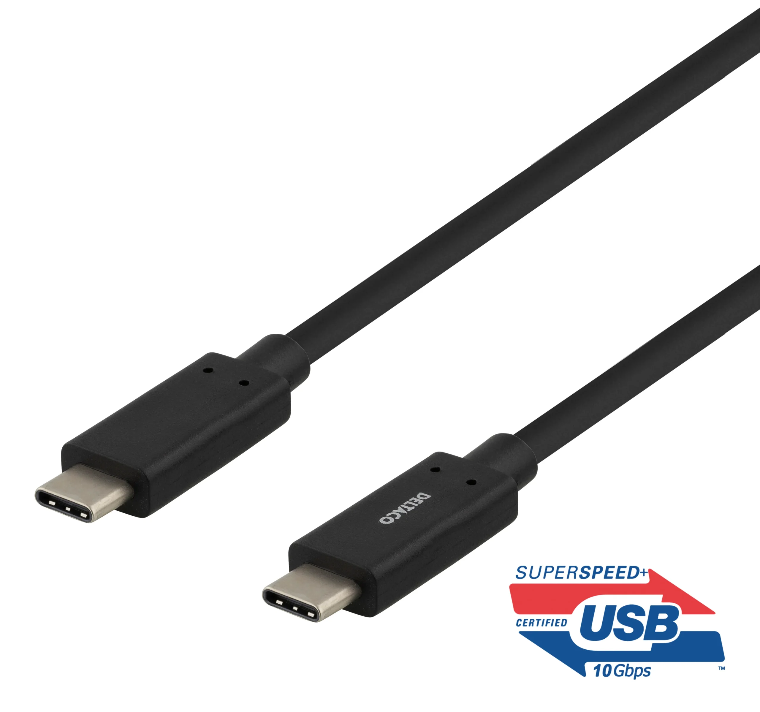 Deltaco Mobility USB-C – USB-C 3.2 Gen 2 -kaapeli, 0,5 m, Musta