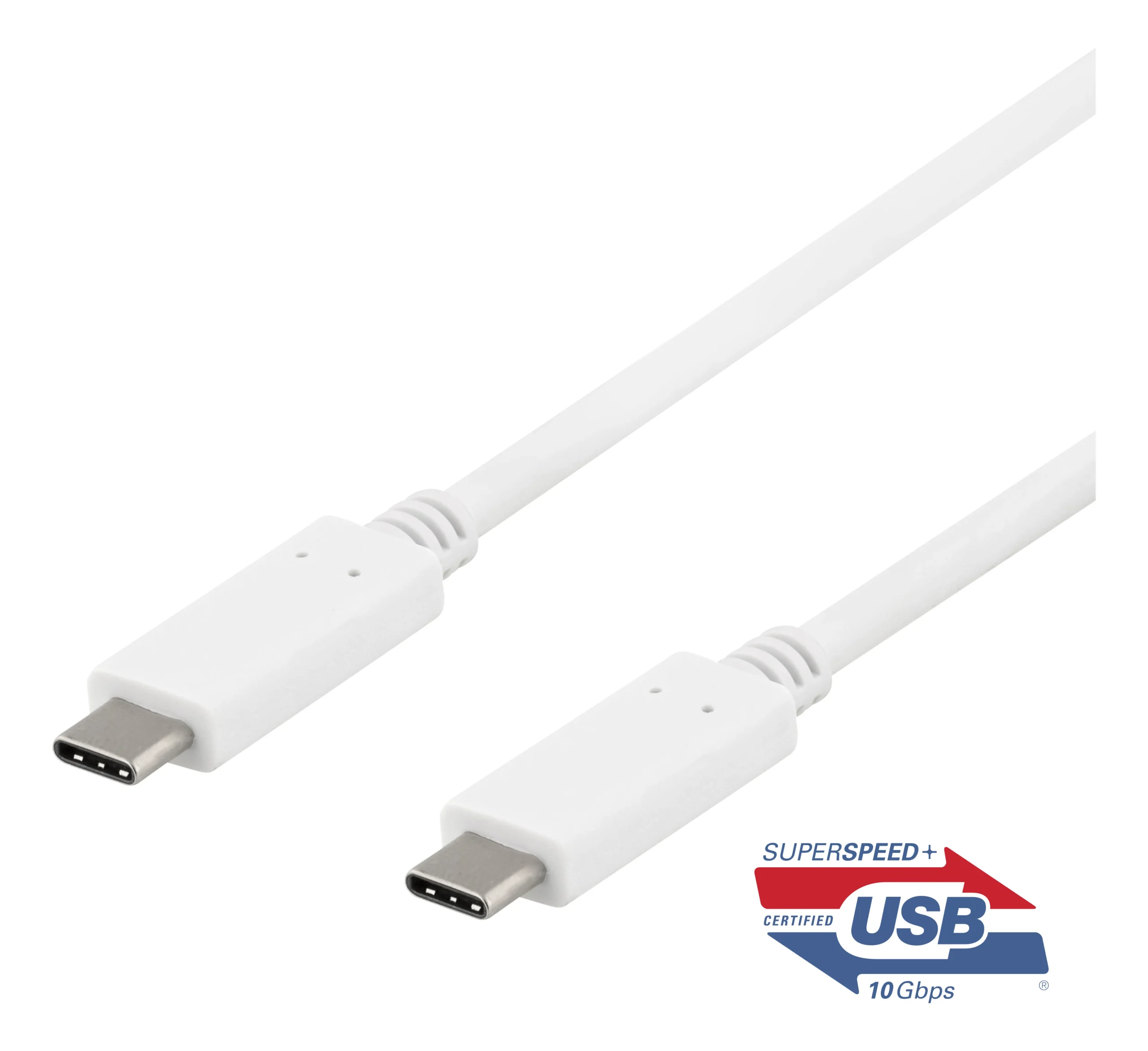 Deltaco USB-C – USB-C 3.1 Gen 2 -kaapeli, 1 m, Valkoinen