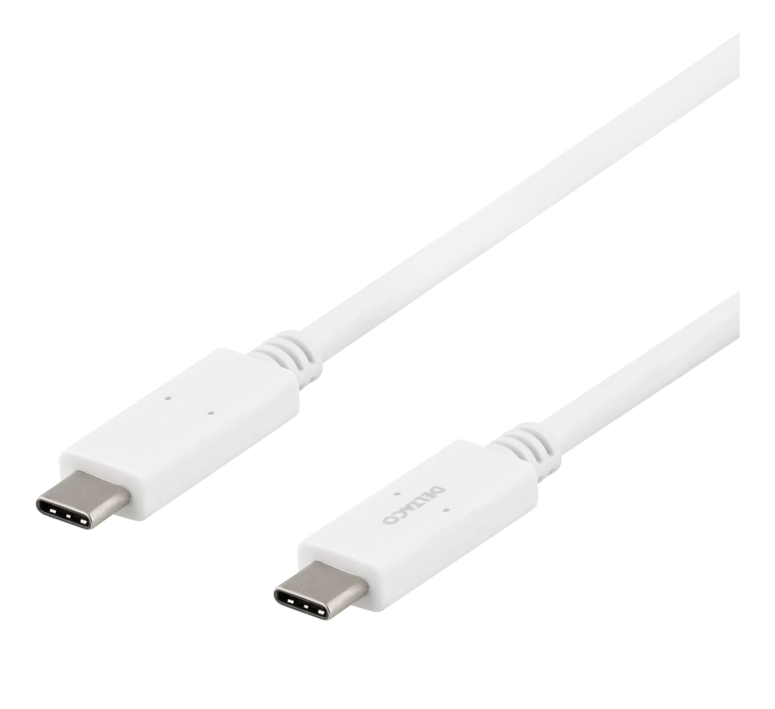 Deltaco USB-C – USB-C 3.1 Gen 1 -kaapeli, 1m, Valkoinen