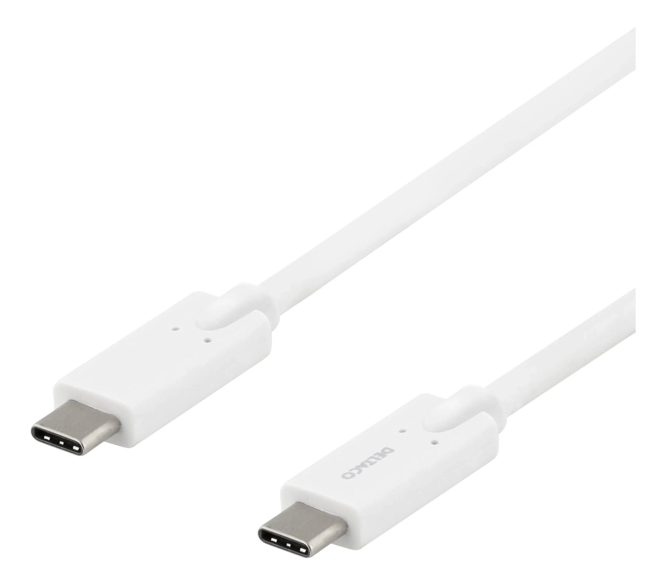 Deltaco USB-C – USB-C 3.1 Gen 1 -kaapeli, 2m, Valkoinen