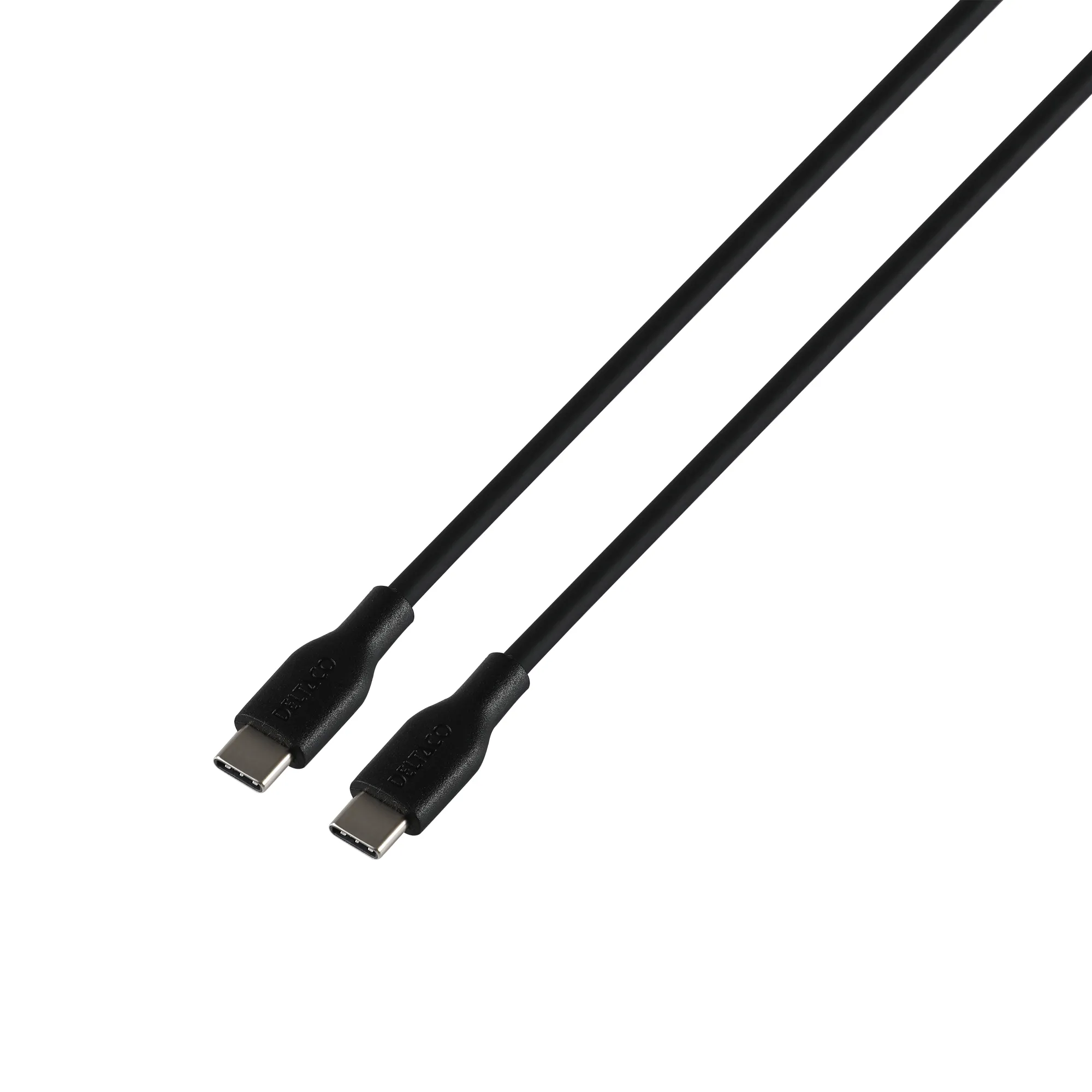 Deltaco USB-C - USB-C 2.0 SPR Silikoni -kaapeli, Musta, 1.5m