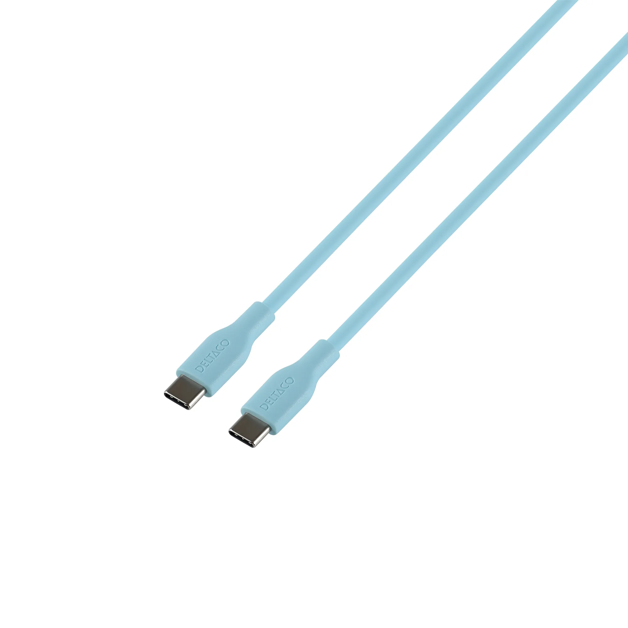 Deltaco USB-C - USB-C 2.0 SPR Silikoni -kaapeli, Turkoosi, 1.5m