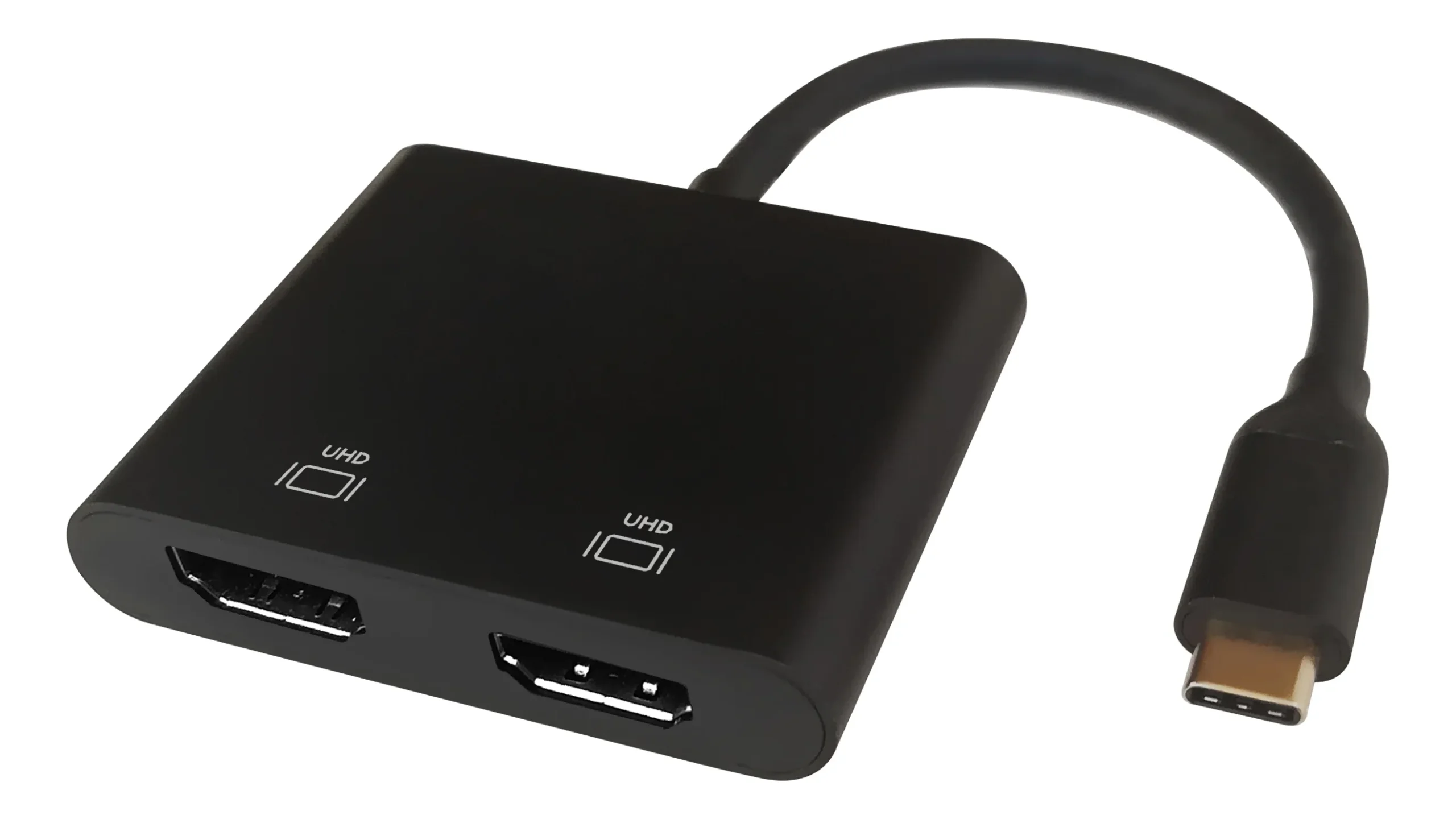 Deltaco Multi Stream Transport USB-C - 2x HDMI -sovitin, Musta, 0.1m