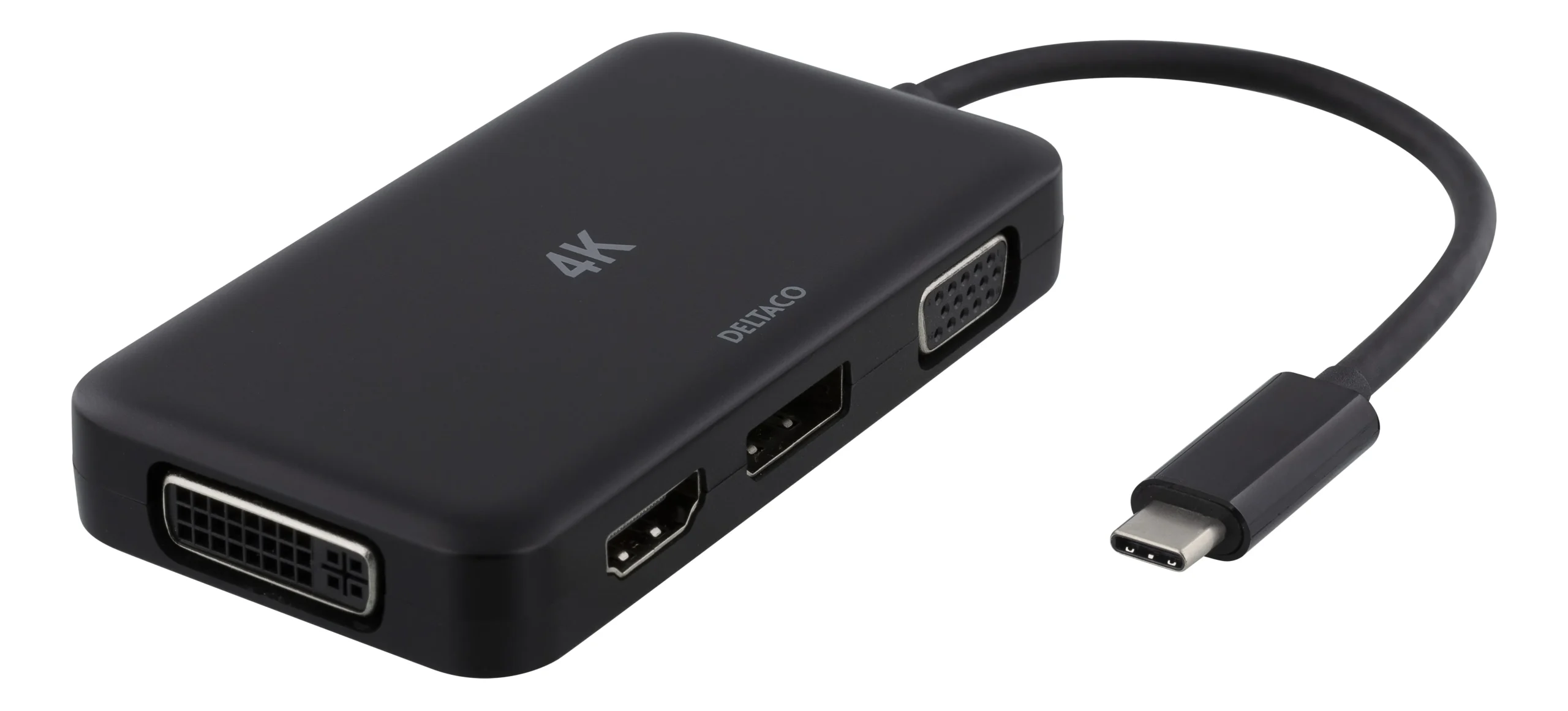 Deltaco USB-C - HDMI/DP/DVI/VGA -sovitin