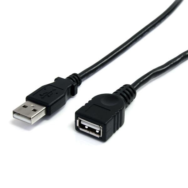 StarTech USB 2.0 -jatkokaapeli, Uros/Naaras, 3 m, Musta