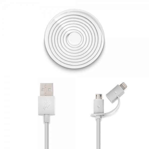 Usbepower DUO USB-A - Lightning -kaapeli, 1,2m, Valkoinen