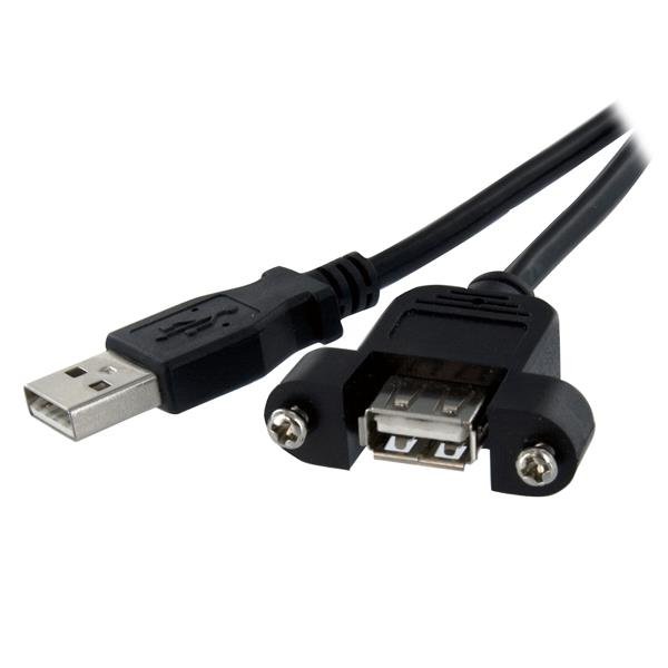 StarTech Panel Mount USB -jatkokaapeli, Naaras/Uros USB A-portti, 0.60 m, Musta