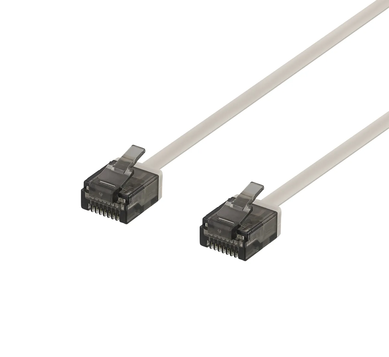 Deltaco Cat6a U/UTP -verkkokaapeli, 0,5m, Flat, Harmaa