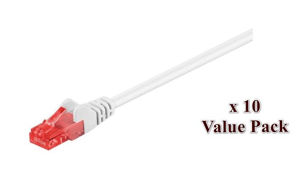 MicroConnect Cat6 U/UTP -verkkokaapeli, 7 m, Valkoinen (10-pack)