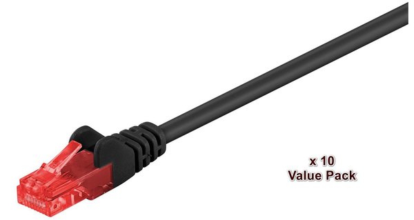 MicroConnect Cat6 U/UTP -verkkokaapeli, 3 m, Musta (10-pack)