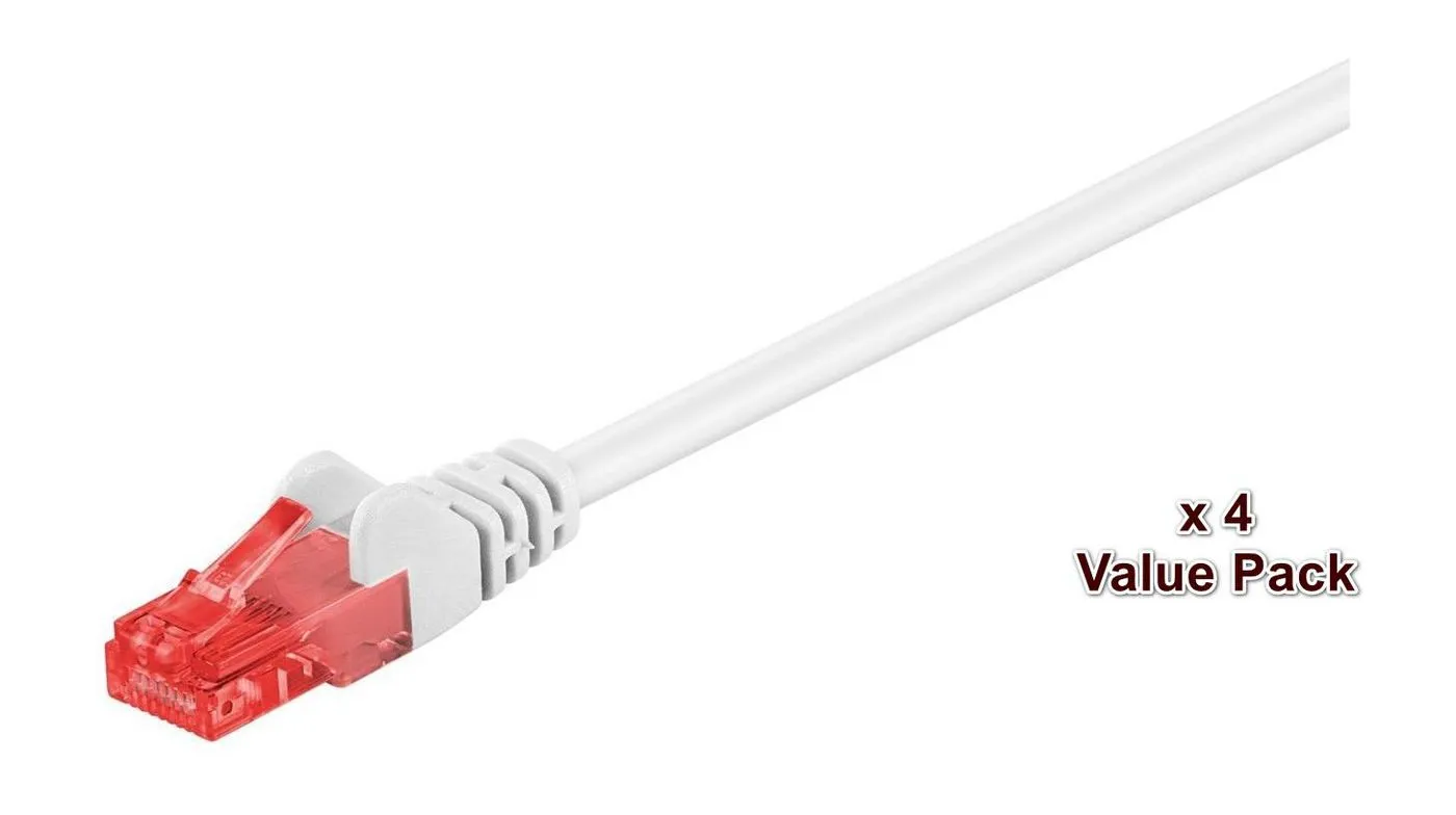 MicroConnect Cat6 U/UTP -verkkokaapeli, 20 m, Valkoinen (4-pack)