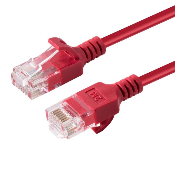 MicroConnect Cat6a Slim U/UTP -verkkokaapeli, 0,25 m, Punainen