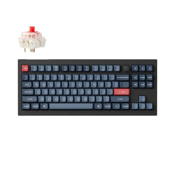 Keychron V3 MAX 80% Knob QMK/VIA Gateron Jupiter Red -langaton näppäimistö, Musta
