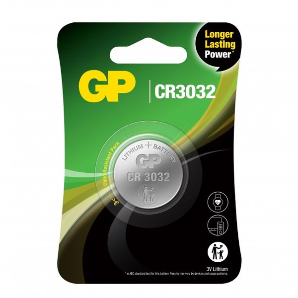 GP Lithium Cell Battery CR3032, 3V, 1-pack