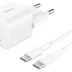 Belkin Boost Charge 25W PD -laturi + 1m USB-C kaapeli, Valkoinen