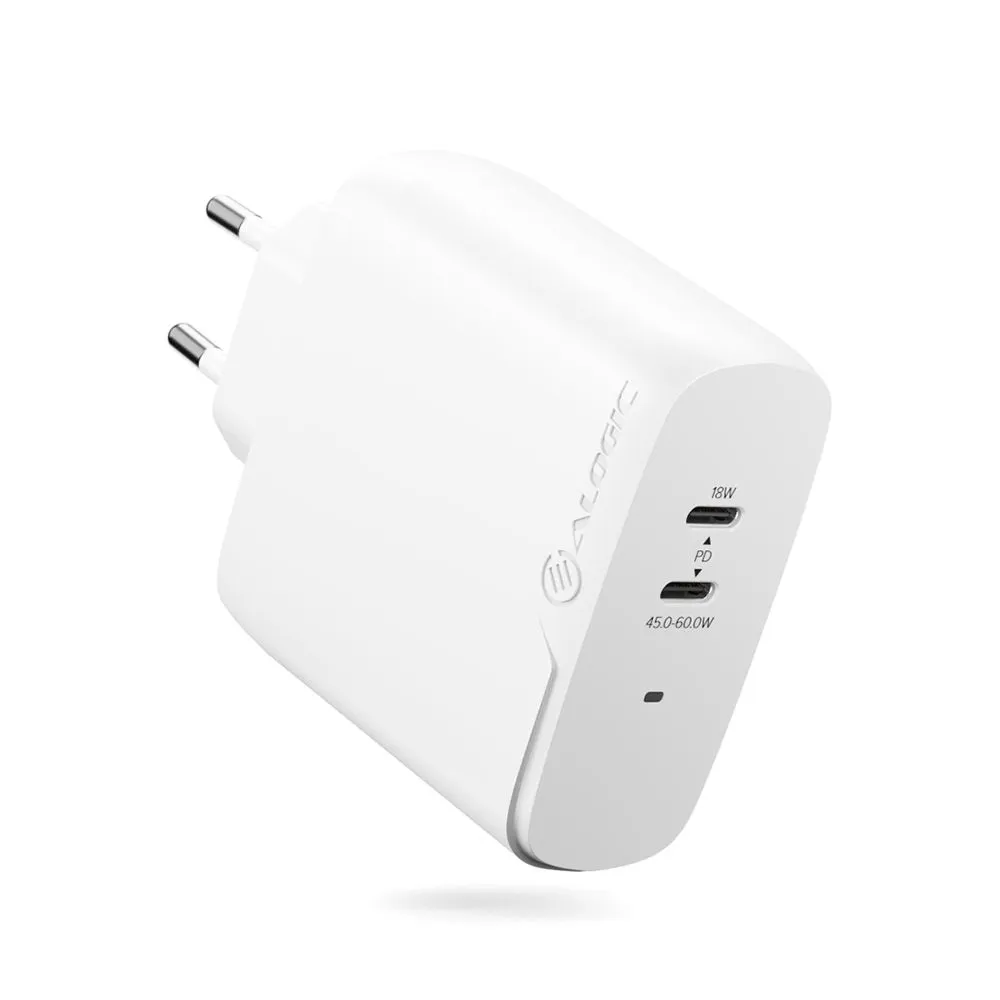 ALOGIC Rapid Power 63W (45+18W) GaN Charger inc. 2 m USB-C Charging Cable